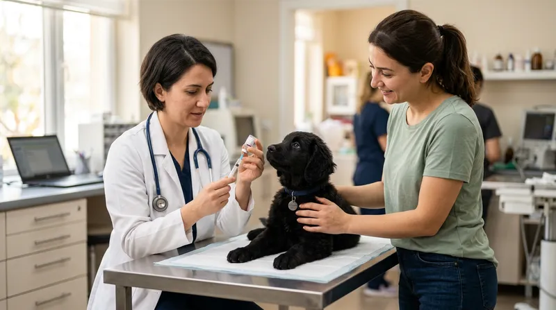 Yavru köpek aşı yapılıyor