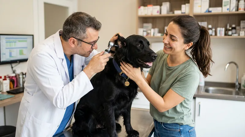 Veterinerde köpek kulak muayenesi