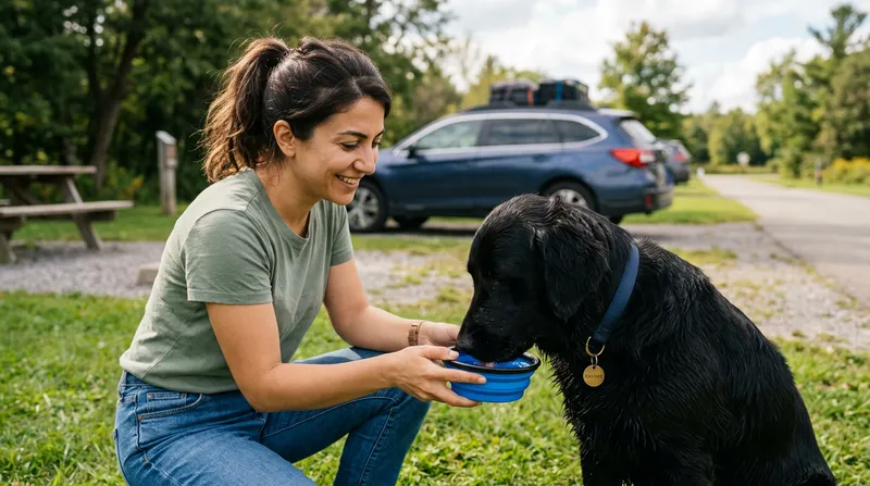 Araba yolculuğunda köpekle mola verme