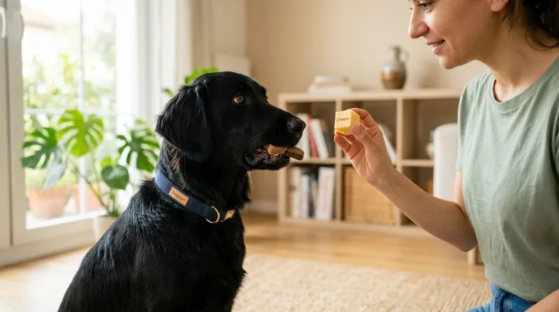 Yüksek değerli ödülü köpeğe gösterme