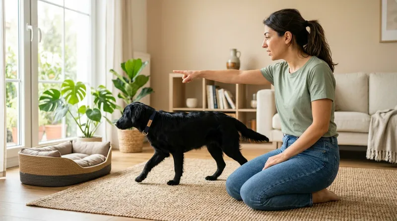 Köpek yerine git komutuyla minderine gidiyor