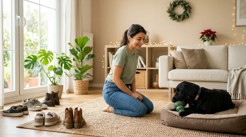 Bayram ziyaretinde köpeğin sakin karşılama yapması