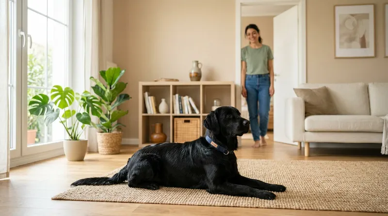 Köpek ve sahibi evde farklı odalarda durma eğitimi