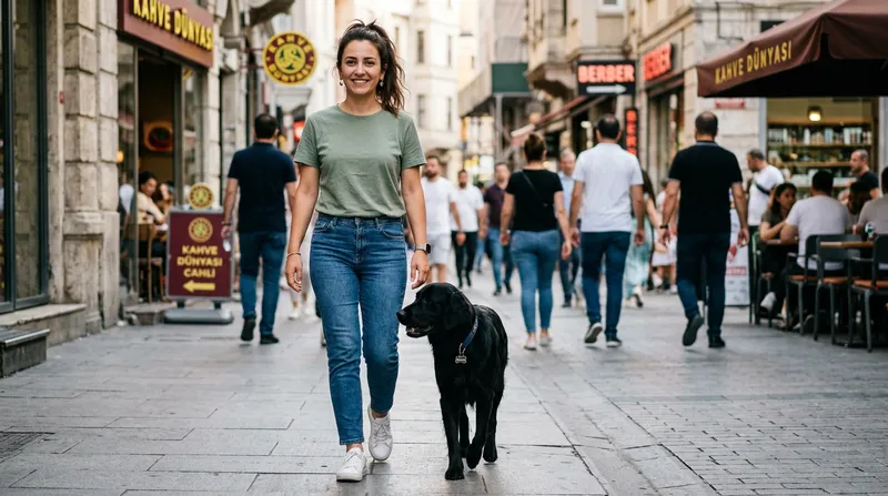 Kalabalık sokakta heel pozisyonunda yürüyüş
